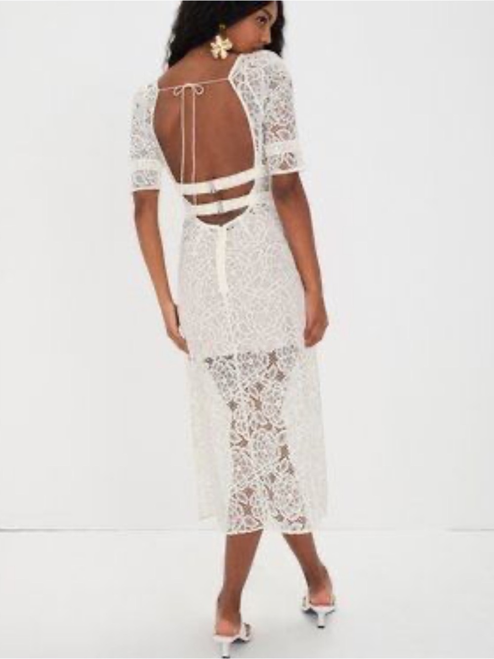 NWT For Love & Lemons Marilyn White Lace Midi Dress Bridal SZ S - Picture 3 of 10